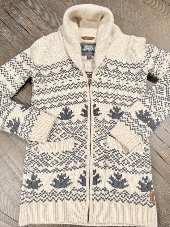 Roots Sweaters - Roots Canada Fair Isle Maple Leaf Zip Cardigan Sweater – Women’s Small